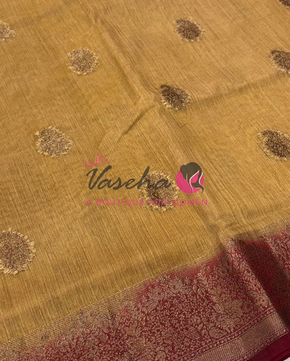 Bamboo Silk Saree- Peach with Pink Shade - VVBSS014