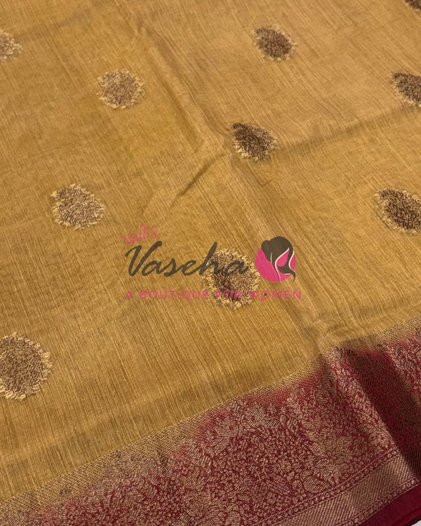 Bamboo Silk Saree- Peach with Pink Shade - VVBSS014