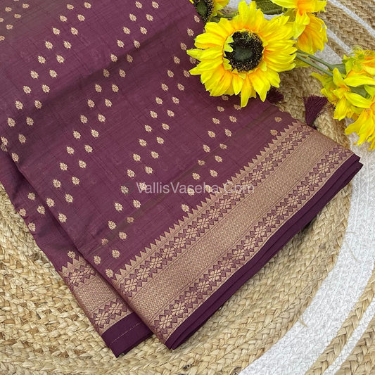 Semi Tussar Silk - Grand Pallu  - Wine Shade - VVSTS017