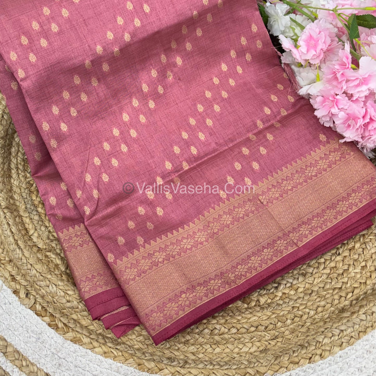 Semi Tussar Silk - Grand Pallu Onion, Pink Shade - VVSTS017