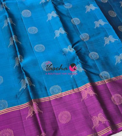 Half Mix - Pure Soft Silk Saree - Long Retta Petta Border with Butta - VVPSS105