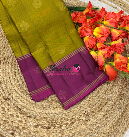 Half Mix - Pure Soft Silk Saree - Long Retta Petta Border with Butta - VVPSS105