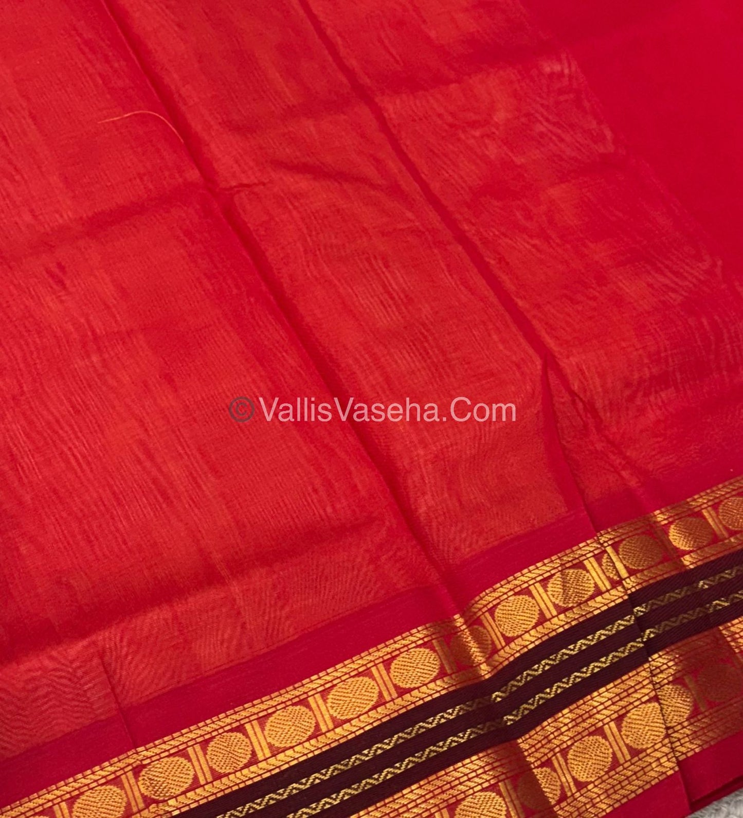 Pure Korvai Silk Cotton Saree - Yellow with Red - VVKSC004