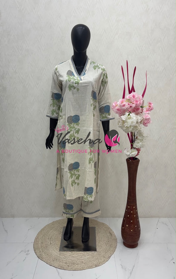 Top & Bottom(2pc) Co-Ord Set - Khadi Cotton - VVCS007