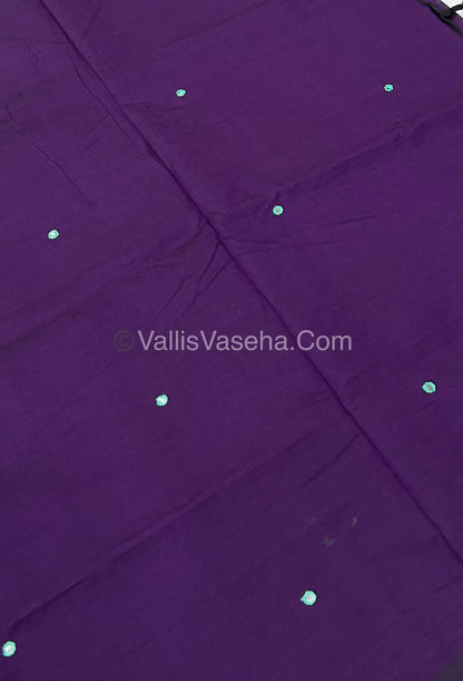 South Mixed Cotton - Mirror Work Embroidery - Violet with Green- VVPCM002