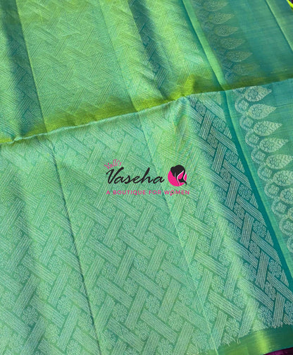 Pure Soft Silk Saree  - Purple With Dual Tone Green Combo - VVPSS139