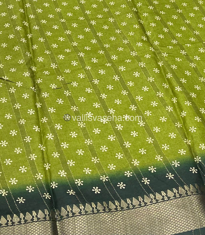 Chanderi Mixed Cotton Saree - Varli Prints - VVMCV001