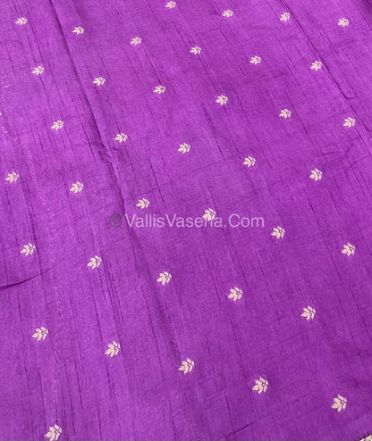 Semi Tussar Silk - Vairavoosi & Elephant Design - Light Lavendar Purple shade-VVSTS019