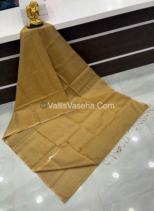 Pure Maheshwari Tissue Silk - Triple Tone Cream & Gold Shade - VVMTS001