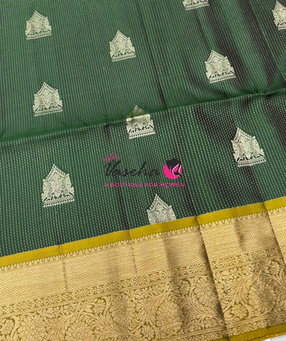 Half Mix - Pure Soft Silk Saree - Vairavoosi Design - Green & Lemon Green - VVPSS147