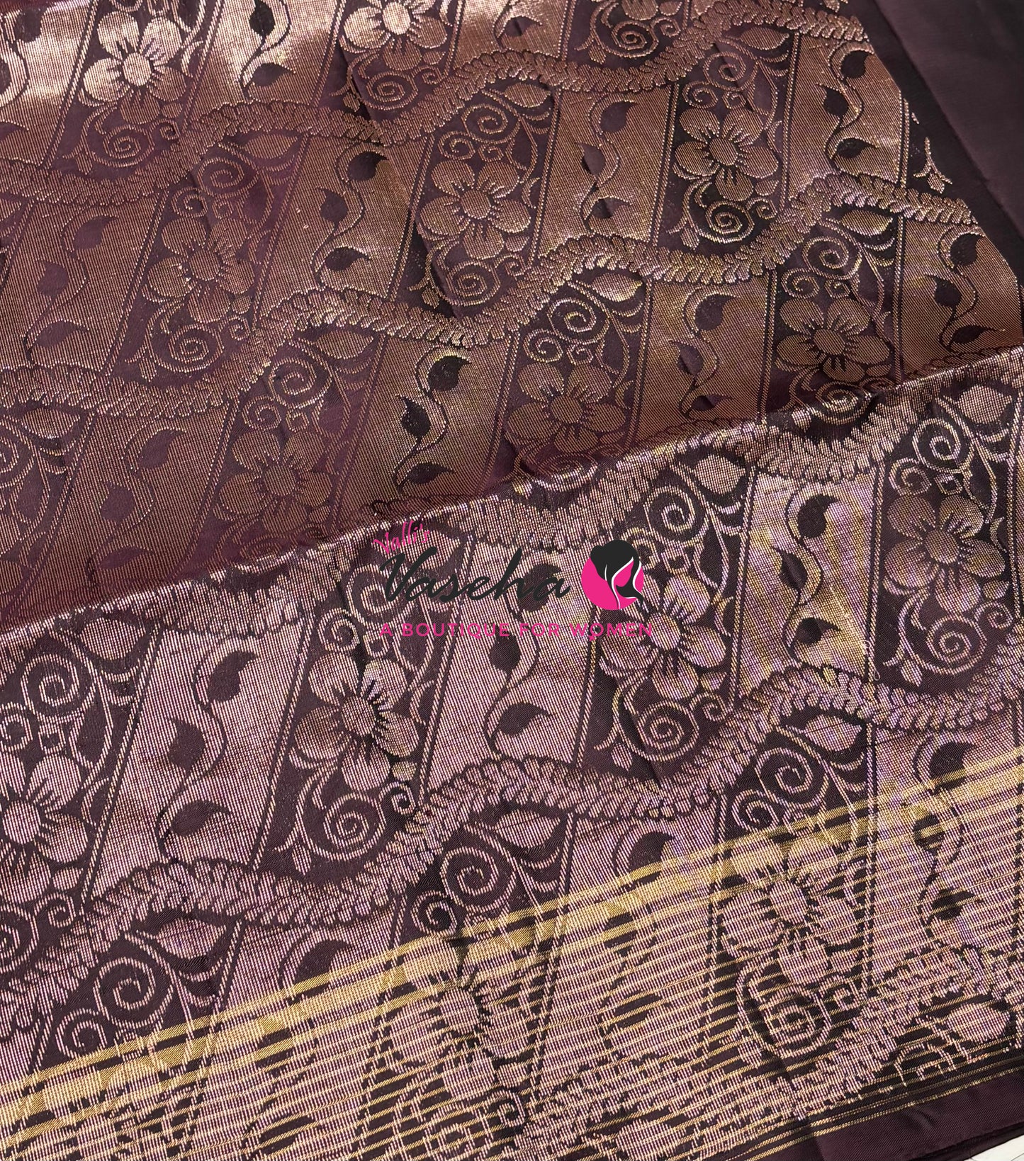 Half Mixed  Soft Silk Saree - (1.75 warp) Grey & Brown - VVPSS090
