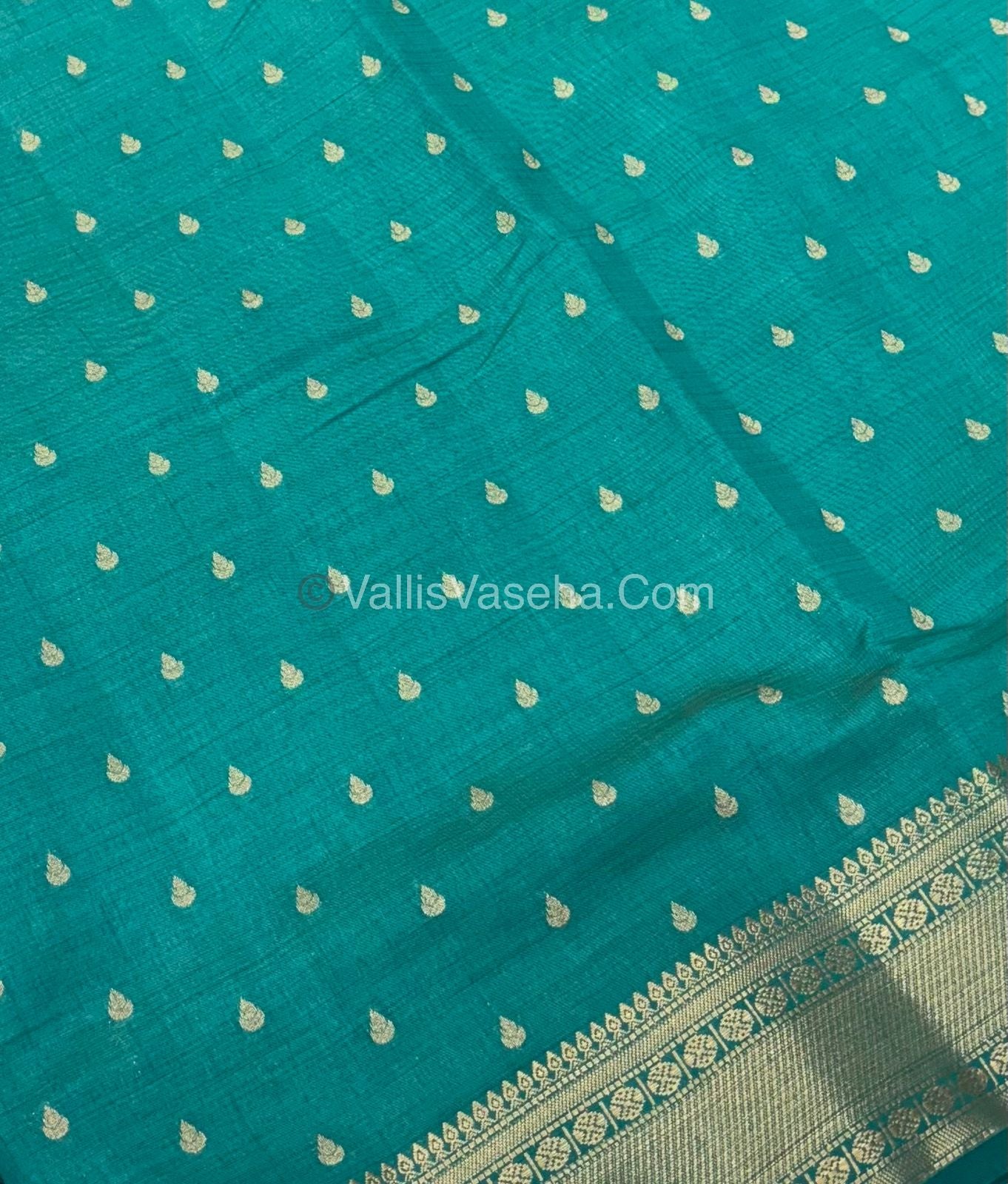 Semi Tussar Silk - Grand Pallu Ramar Blue Shade - VVSTS023