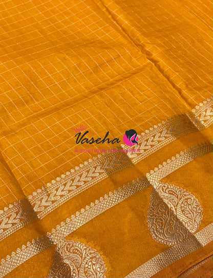Semi Tussar Silk Saree | Orange Shade |VVSTS061