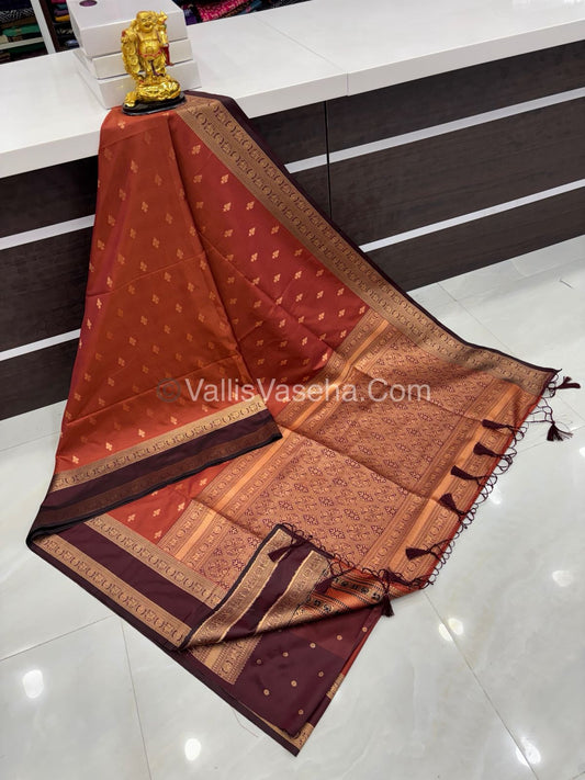 Semi Soft Silk - Rust Orange With Wine Brown Shade -VVSSS022