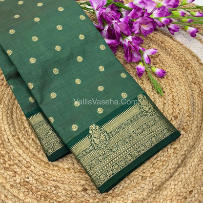 Semi Tussar Silk Saree -  Dark Green shade - VVSTS032