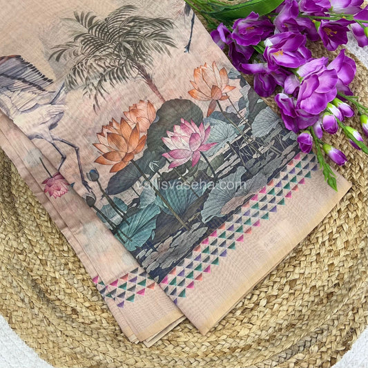 Semi Chanderi Saree - Digital Printed - VVSCD001