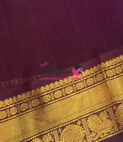 Pure Silk Cotton Saree - Mayil & Chakkaram Design - Lavender With Brown VVMC001