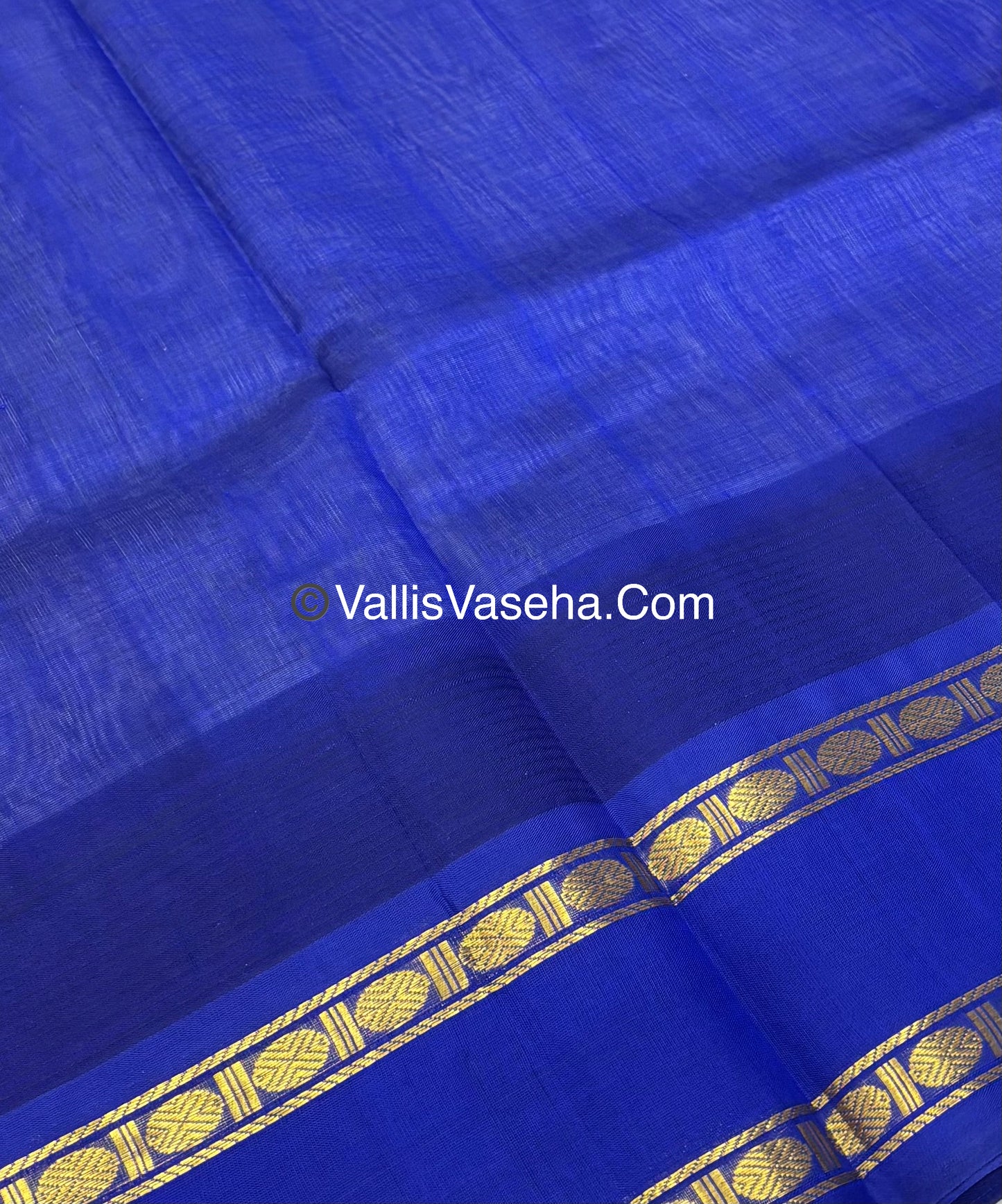 Pure Korvai Silk Cotton  - Retta Petta Border - Grey  & Blue - VVKSC037