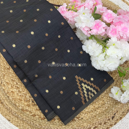 Cherry Tussar - Semi Tussar Silk - Black Shade - VVSTS009