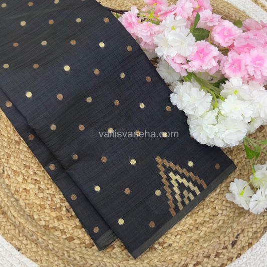 Cherry Tussar - Semi Tussar Silk - Black Shade - VVSTS009