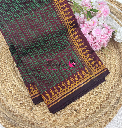Pure Printed Silk Cotton Sarees - Maroon Shade  - VVPSC004
