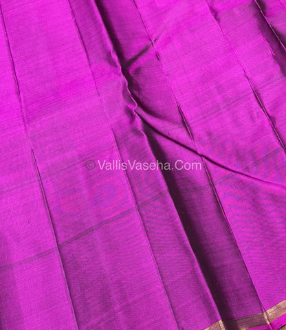 Pure Kanchipuram Silk Saree - Green & Purplish Pink Combo - VVPS020