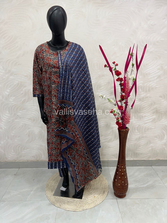 Ready Made - Anarkali - Salwar, Kameez & Duppatta(3pc)- Printed Cotton - VVAS004
