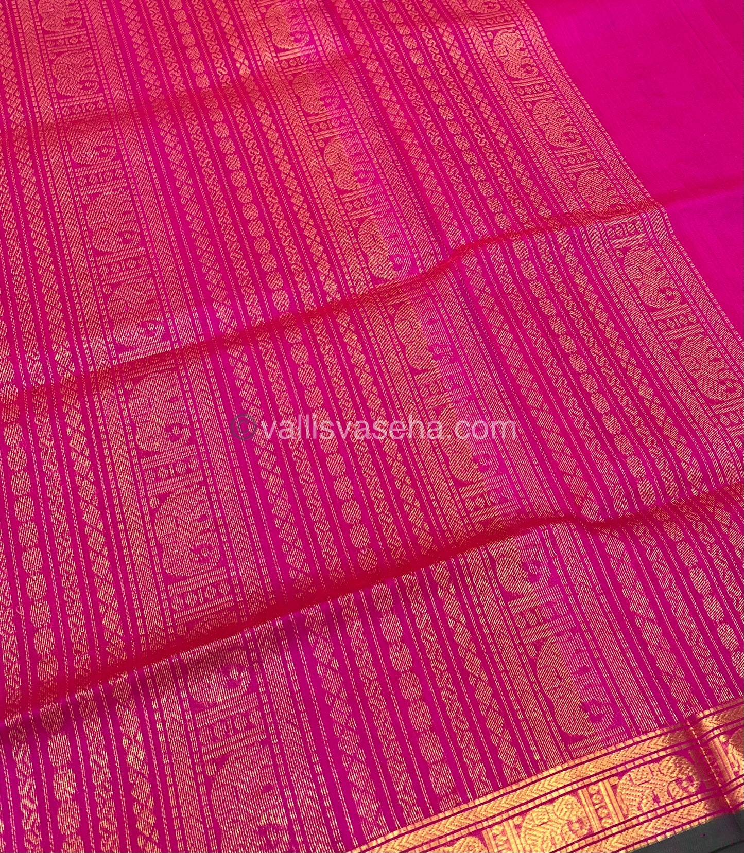Pure Silk Cotton Saree - Retta Mayil Design - Pink Shade - VVRMS001