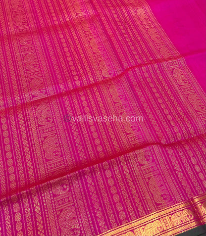 Pure Silk Cotton Saree - Retta Mayil Design - Pink Shade - VVRMS001