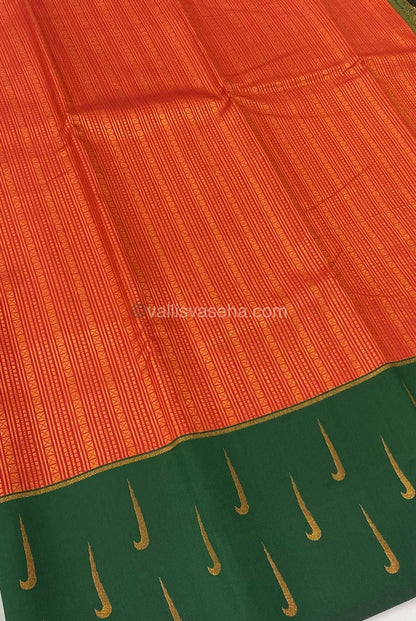 Kanchi Semi Silk - Red with Green - VVKSS001