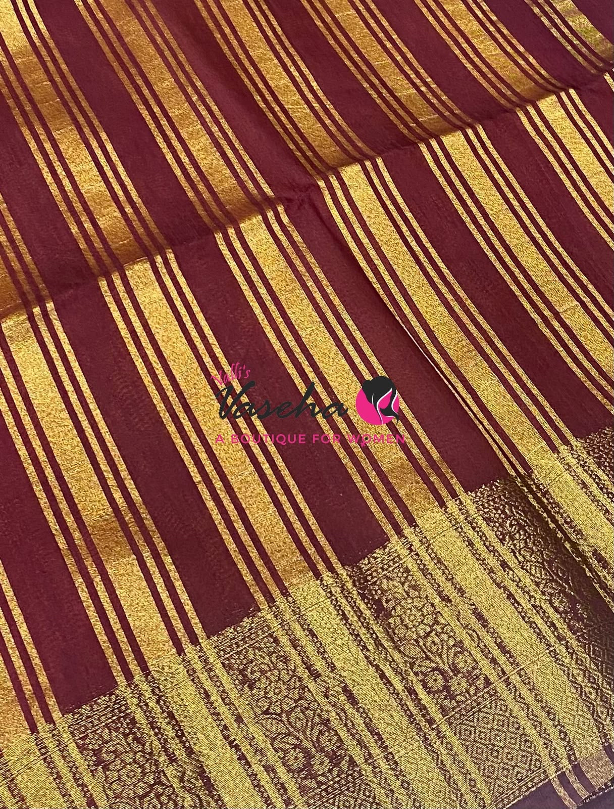 Semi Jute Silk Saree - Orange With Maroon Shade- VVSJS001