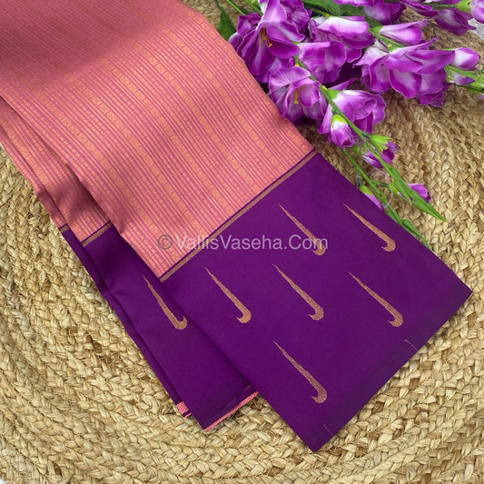 Kanchi Semi Silk - Onion Pink with Purple VVKSS001