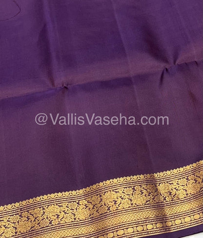 Pure Soft Silk Saree - Kanchi Border - Rust Orangish Brown & Dark Purple Combo - VVPSS046