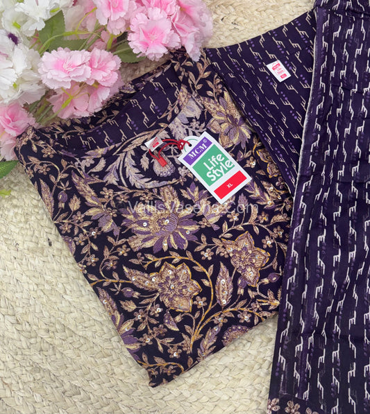 Ready Made - Anarkali - Salwar, Kameez & Duppatta(3pc)- Printed Cotton - VVAS006