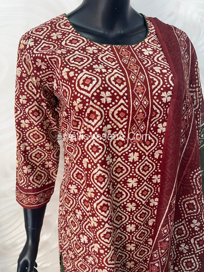 Ready Made - Salwar, Kameez & Duppatta(3pc) - Batik Printed - VVRBS001