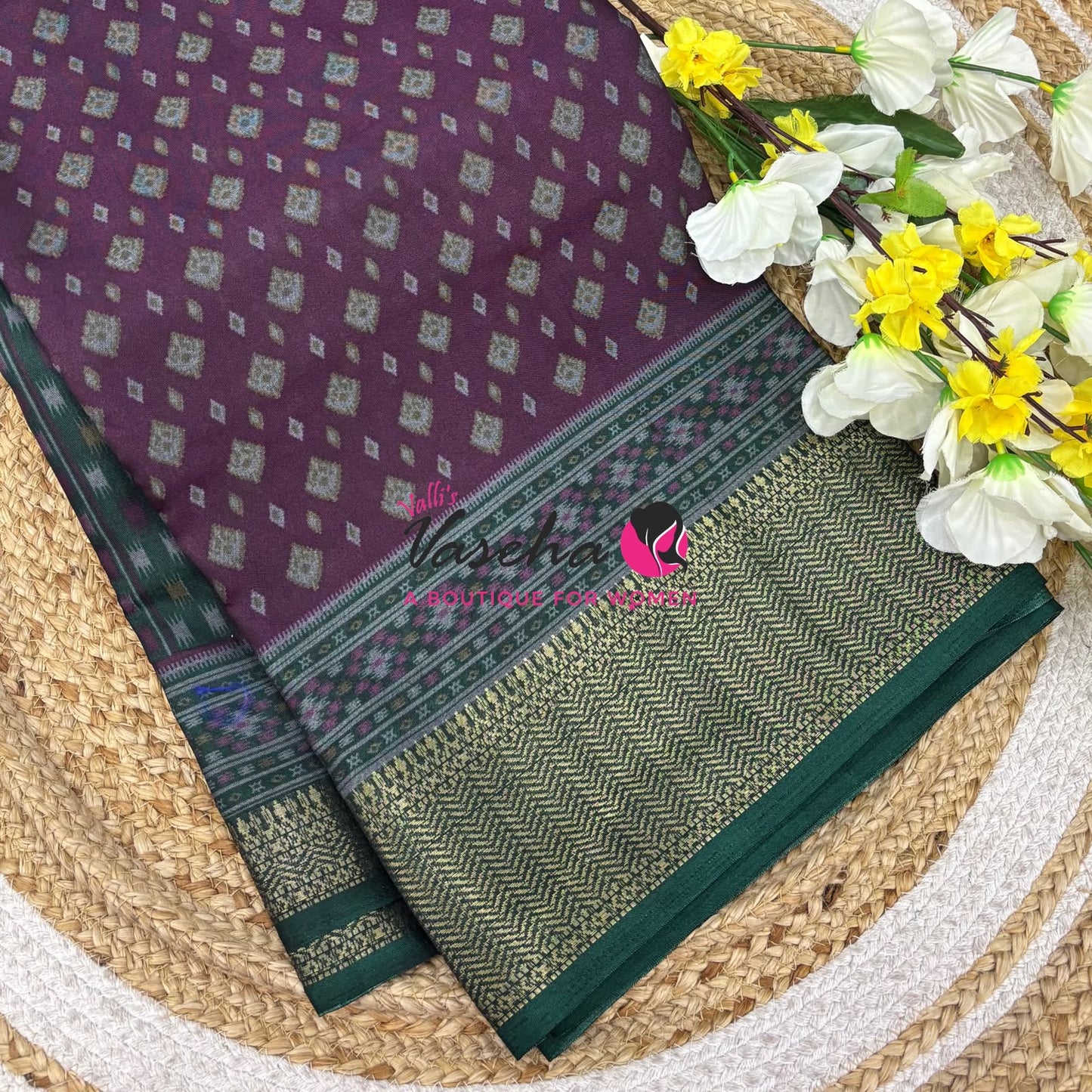 Casual Wear - Semi Patola Silk - Purple & Green Shade - VVSPS001