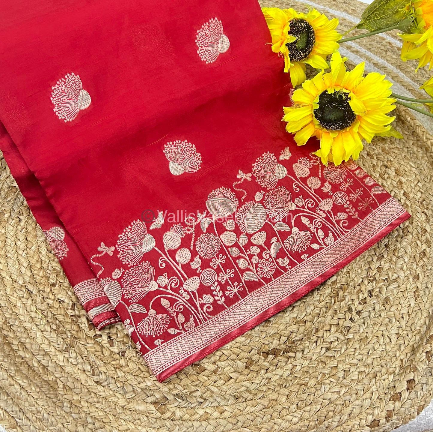 Banarasi Premium Viscose Saree - Red Shade - VVBPV001