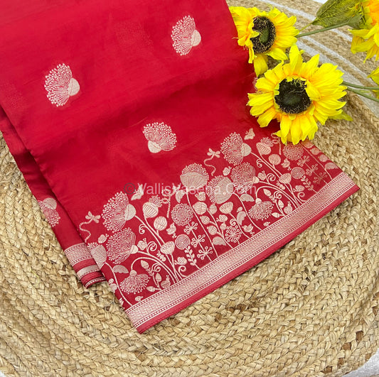 Banarasi Premium Viscose Saree - Red Shade - VVBPV001