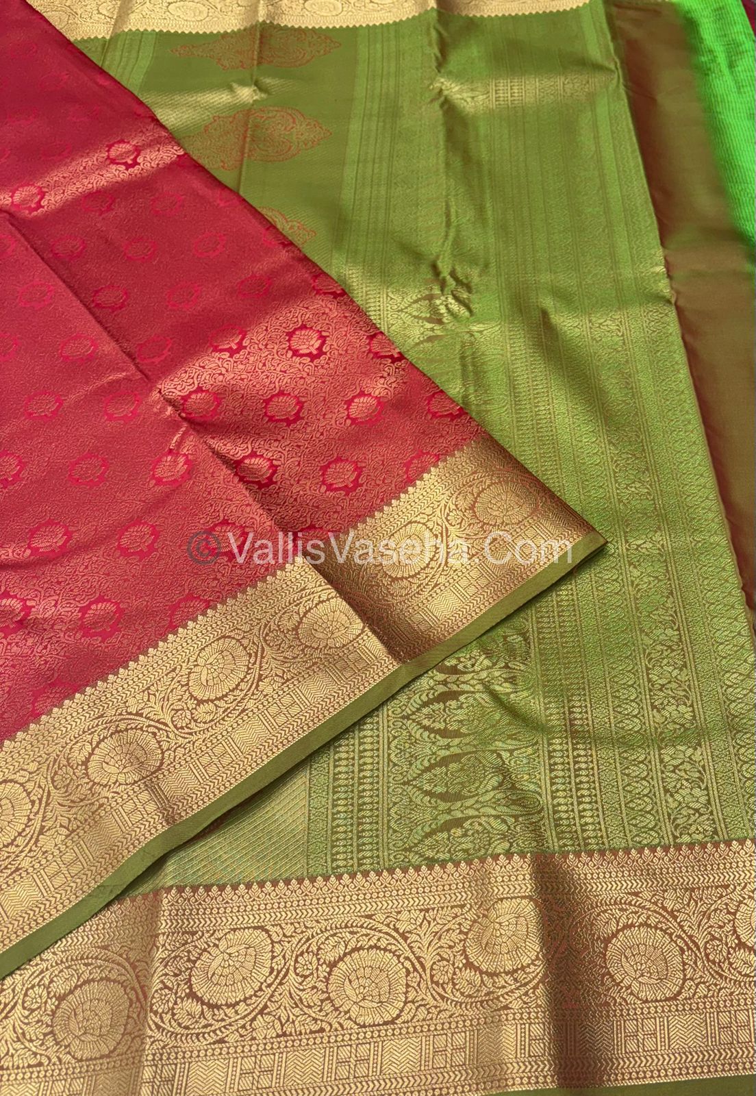 Semi Bridal Kanchipuram Silk - Red With Green  Shade  - VVSBK001