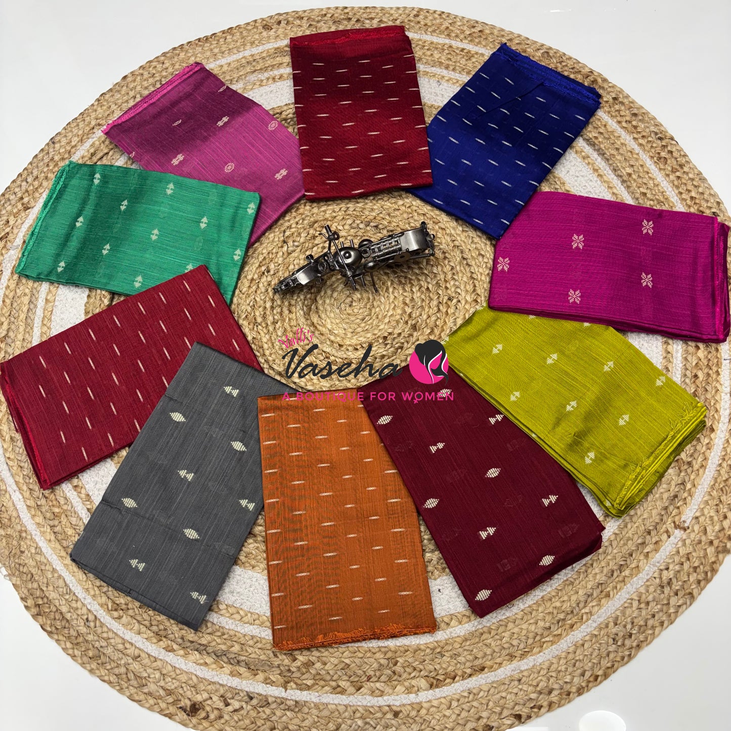 Blouse Bit - Pack Of 10pcs - Assorted - Semi Raw Silk - Thread Butta - 1 mtr - VVBB002
