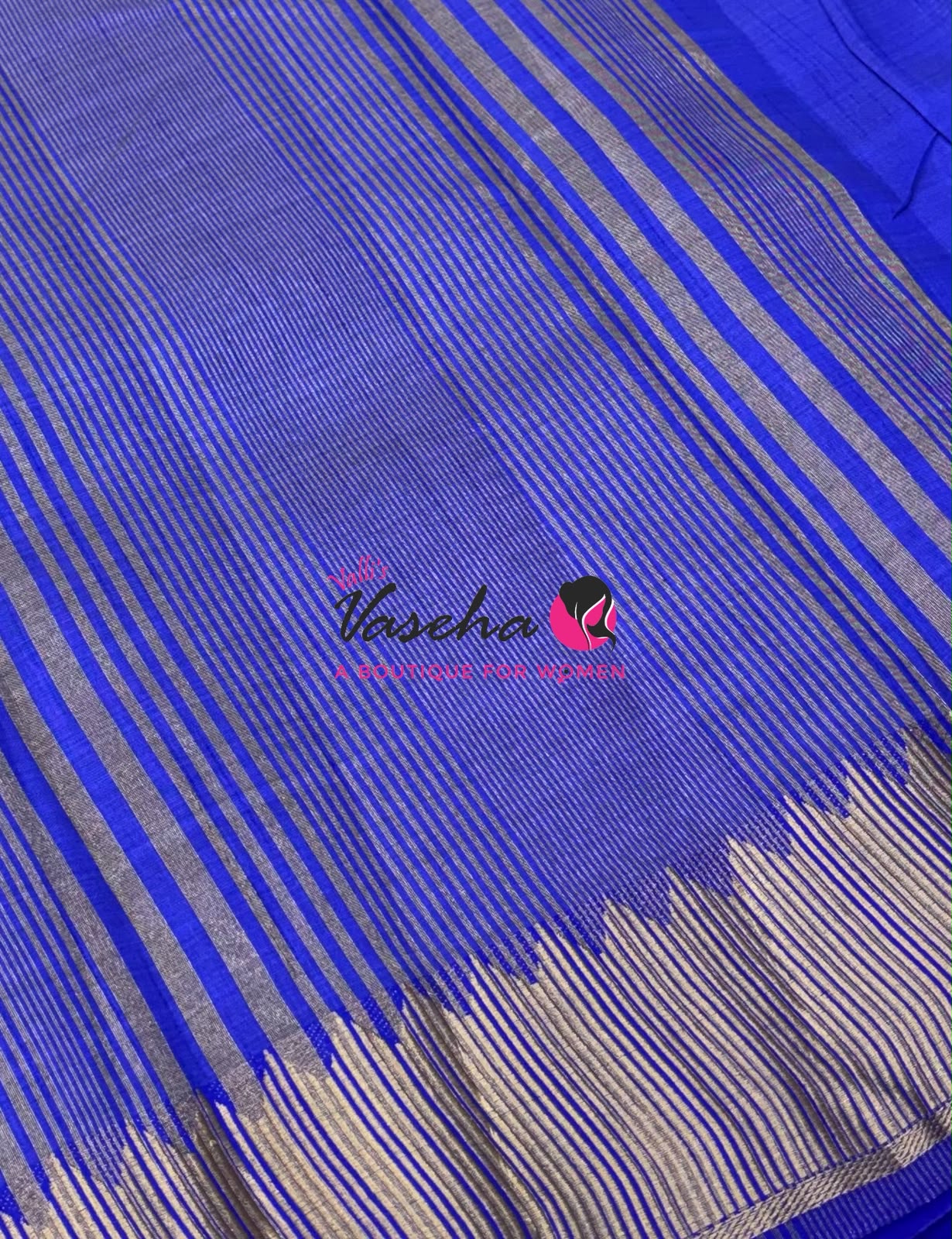 Semi Tussar Silk Saree | Ink Blue  Shade |VVSTS051