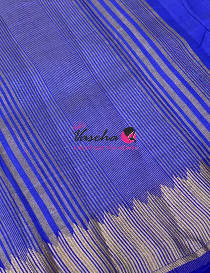 Semi Tussar Silk Saree | Ink Blue  Shade |VVSTS051