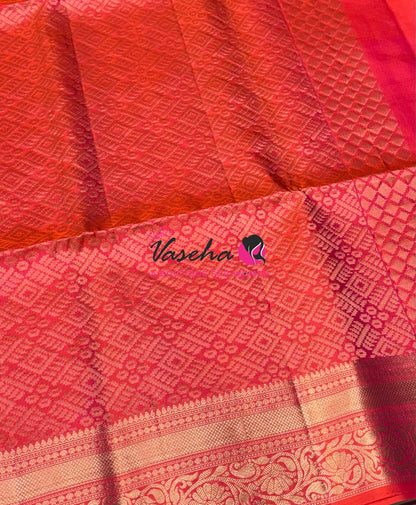 Pure Soft Silk Saree  - Orangish Peach Shade - VVPSS135