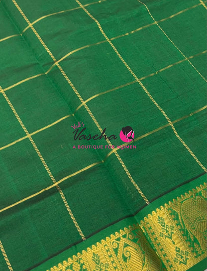 Semi Silk Cotton Saree - Checked Pattern with Butta  - VVSSC013