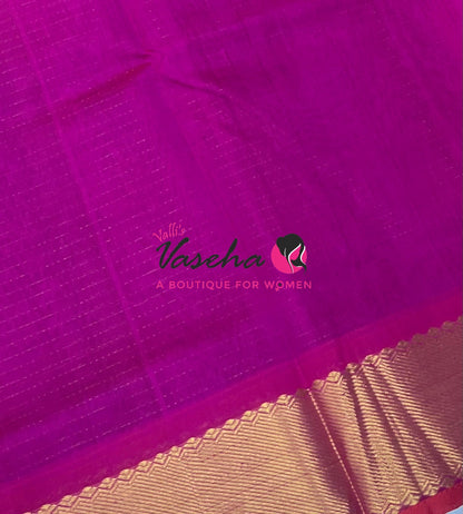 Pure Silk Cotton Saree - Mayil & Chakkaram Design - Dark Purple With Pink Shade -VVMC002