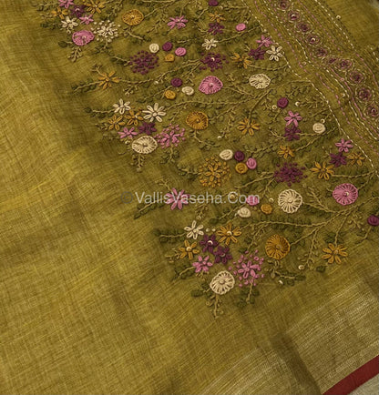 French Knot - Tissue Saree -Venthaya Yellow Shade - VVLFN011