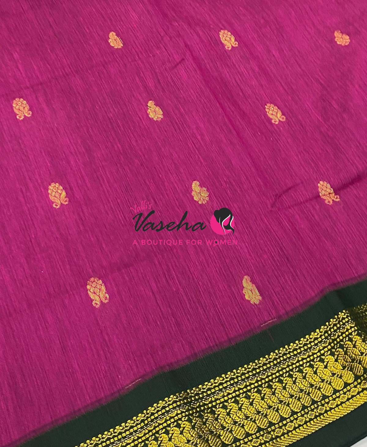 Kalyani Cotton Saree - Pink With Green Shade - VVKC002