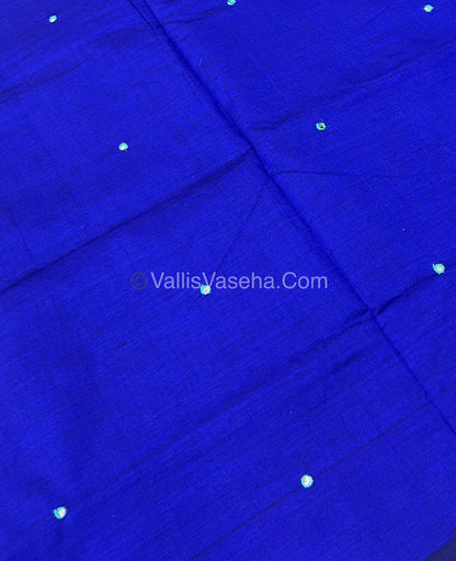 South Mixed Cotton - Mirror Work Embroidery - Blue With Green  - VVPCM002
