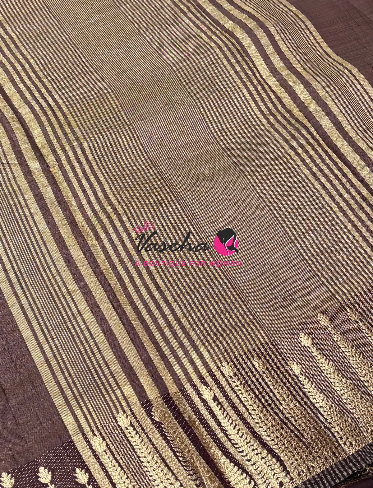 Semi Tussar Silk Saree | Brown Shade |VVSTS050