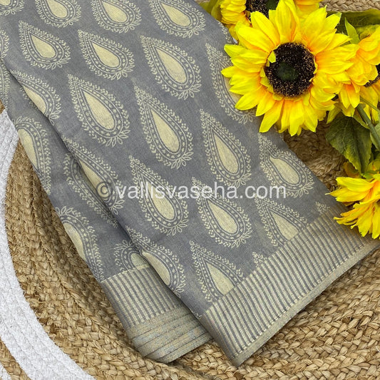 Semi Tussar Silk - Grey Shade - VVSTS006
